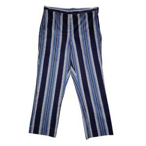 Lauren Ralph Lauren Blue White Striped Straight High Rise Dress Pants 12‎ 31x26
